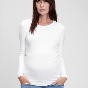GAP Maternity White Long-Sleeve Crew Neck Top